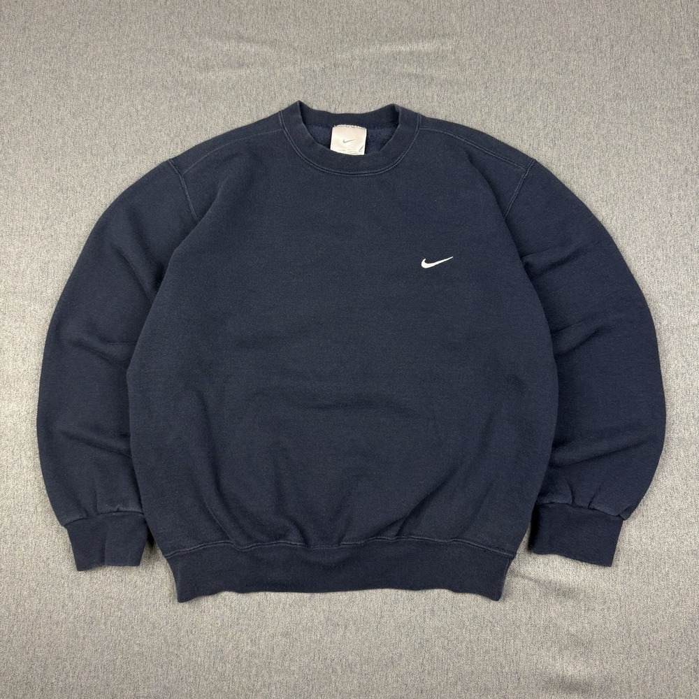Vintage Nike Sweatshirt Mens Small Navy Blue Y2K Faded Sweater Made In Canada